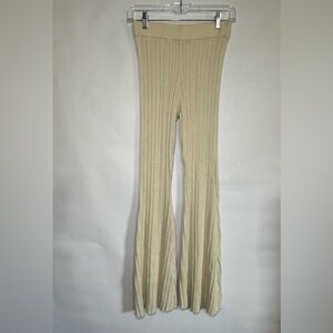 Glassons Cream/Beige Ribbed Flare Knit Loungewear Pants Size Small